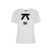 Dolce & Gabbana Vit T-shirt med rosett och DG-logotyp White, Dam