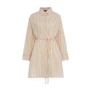 Roberto Collina Beige Randig Blusklänning Elegant Stil Beige, Dam