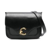 Coccinelle Svart läder crossbody väska med logotyp Black, Dam