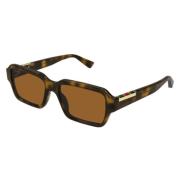 Gucci Rektangulära solglasögon i Havana Tortoise Brown, Unisex