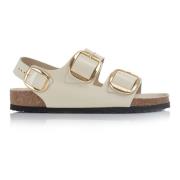 Birkenstock High-Shine Milano Sandaler med Stor Spänne Beige, Dam