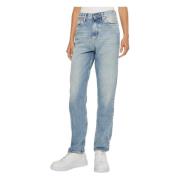 Calvin Klein Jeans Klassiska bomullsjeans med dragkedja Blue, Dam