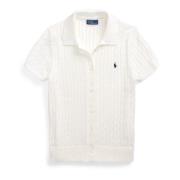 Polo Ralph Lauren Vit Kabelstickad Kofta White, Dam