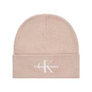 Calvin Klein Jeans Minimalistiskt Logotyp Bomull Beanie Beige, Dam