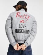 Love Moschino – Svart quiltad bomberjacka i vändbar design-Svart/a