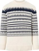 Men's Knitted Pattern Crew Neck  Beige Stripe