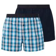 BOSS Kalsonger 2P Woven Boxer Shorts With Fly Blå/Vit bomull Large Her...