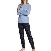 Calida Night Lovers Pyjama With Cuff Blå bomull Small Dam