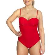 Calvin Klein Structured Bandeau One Piece Röd Small Dam