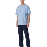 Schiesser Long Pyjamas With Short Sleeve Marin/Blå bomull 56 Herr