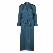 Lady Avenue Pure Silk Long Robe Petrol silke Small Dam