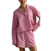 Polo Ralph Lauren Pyjama Set Rosa randig bomull Small Dam