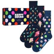 Happy socks Strumpor 3P Navy Socks Gift Box Marin mönstrad Strl 41/46