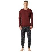 Schiesser Family Long Pyjamas Cuffs Röd bomull Medium Herr