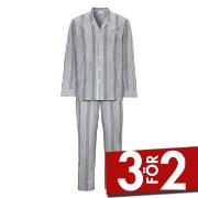 Damella Carl Long Sleeve Pyjamas Grårandig bomull Small Dam