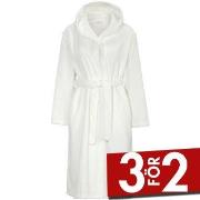 Damella Jaquard Fleece Hoodie Robe Vit polyester Large Dam
