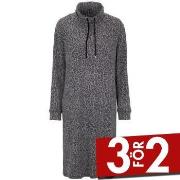 Damella Knitted Long Sleeve Lounge Dress Leopard Small Dam