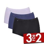 Sloggi Trosor 3P Basic Plus Maxi Colored Svart/Blå bomull 38 Dam