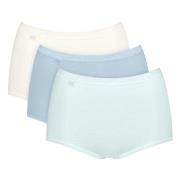 Sloggi Trosor 3P Basic Plus Maxi Colored Vit/Ljusblå bomull 38 Dam