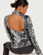 Nelly - Silver - Sequin Collar Top