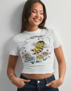 Ed Hardy - Vit - Womens Bee Lettuce Hem Baby Tshirt Top