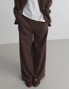 Nelly - Brun - Mid Waist Wide Suit Pants