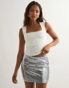 Only - Silver - Onlsimone Short Sequins Skirt Jrs