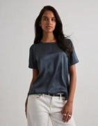 Pieces - Blå - Pcjessa Ss O-Neck Top Wvn Noos Bc