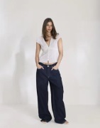 Nelly - Vit - Striped Lace Detail Blouse