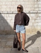 Nelly - Blå - Wide Strap Jeans Shorts