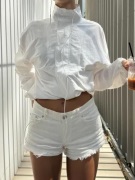 Nelly - Vit - Colored Fringe Jeans Shorts