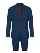 Lindbergh Plain Mens Suit - Normal Lenght Marinblå