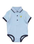 Lyle & Scott Junior Tipped Polo Romper Hanging Blå