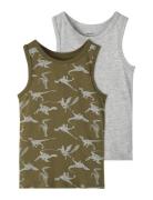 Name It Nkmtank Top 2P Olive Night Dino Multi/patterned