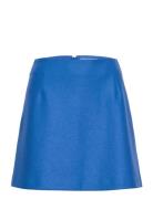 Women Mini Skirt Light Pressed Wool Kort Kjol Blue Harris Wharf London