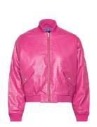 Kikicras Bomber Jacket Läderjacka Skinnjacka Pink Cras