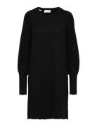 Slflulu Ls Knit Dress O-Neck B Noos Kort Klänning Black Selected Femme