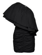 Taft Pleated -Shoulder Dress Kort Klänning Black ROTATE Birger Christe...