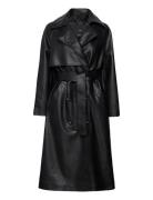 Over Leather-Effect Trench Coat Trench Coat Rock Black Mango