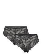 Pclina Lace Wide Brief 2-Pack Noos Trosa Brief Tanga Black Pieces