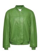 Leather Bomber Jacket Läderjacka Skinnjacka Green REMAIN Birger Christ...