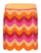 Openwork Knitted Mini-Skirt Kort Kjol Orange Mango