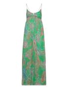 Open Back Printed Dress Maxiklänning Festklänning Green Mango