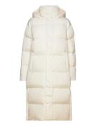 Longline Hooded Puffer Coat Fodrad Rock White Superdry