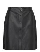 Leather Skirt Kort Kjol Black Rosemunde
