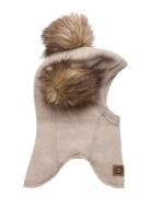 Mikk-line Wool Fullface W. Pom Pom Beige