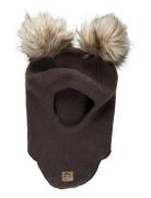 Wool Fullface W. Pom Pom Accessories Headwear Balaclava Brown Mikk-lin...