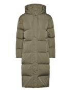 Longline Hooded Puffer Coat Fodrad Rock Khaki Green Superdry