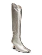 Billy Shimmer Silver Leather Boots Höga Stövlar Silver ALOHAS