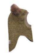 Balaclava W. Alpaca Pompoms Accessories Headwear Balaclava Green Hutte...